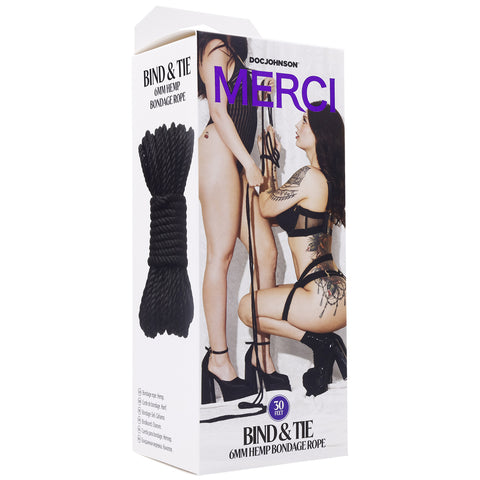 Merci Bind & Tie 6mm Hemp Bondage Rope 30 Feet Black