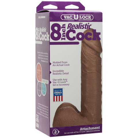 Vac-U-Lock - 8 Inch Realistic Cock Caramel