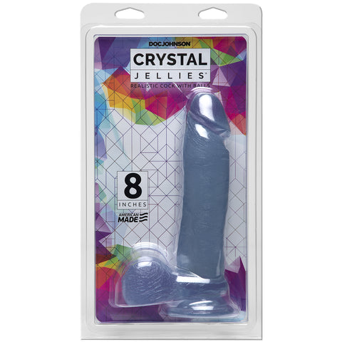 Crystal Jellies - 8 Inch Ballsy Cock With Suction Cup Clear