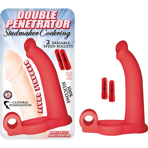 Double Penetrator Studmaker Cockring Red