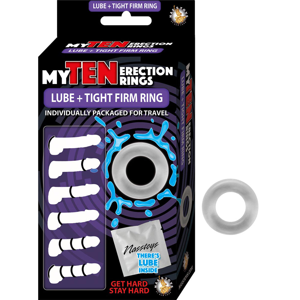 My Ten Erection Rings Lube + Tight Firm Ring Clear