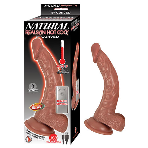 Natural Realskin Hot Cock Curved 8 Inch Brown