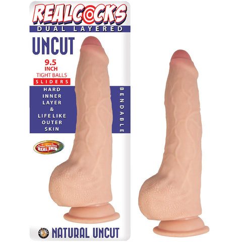 Realcocks Dual Layered Uncut Slider 9.5 Inch Tight Balls White