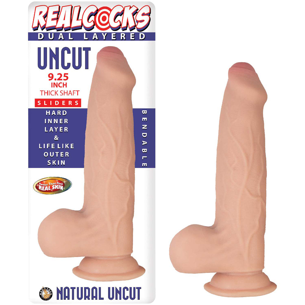 Realcocks Dual Layered Uncut Slider 9.25 Inch Thick Shaft White