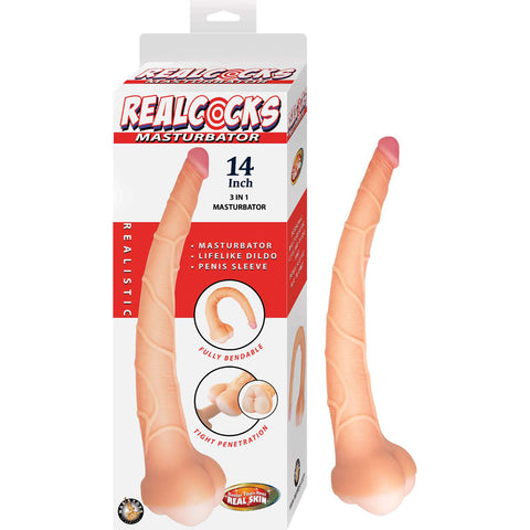 Realcocks Masturbator 14 Inch 3 In 1 Masturbator White