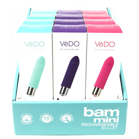 Bam Rechargeable Bullet Assorted 12Ct Display