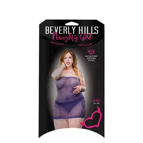 Ladies Naughty Lingerie All Over Mesh Tube Curvy Size Dress Violet