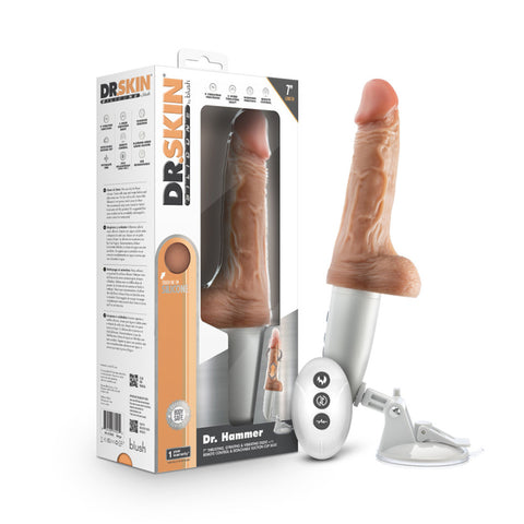 Dr. Skin Silicone Dr. Hammer 7&quot; Thrusting Dildo With Handle Beige