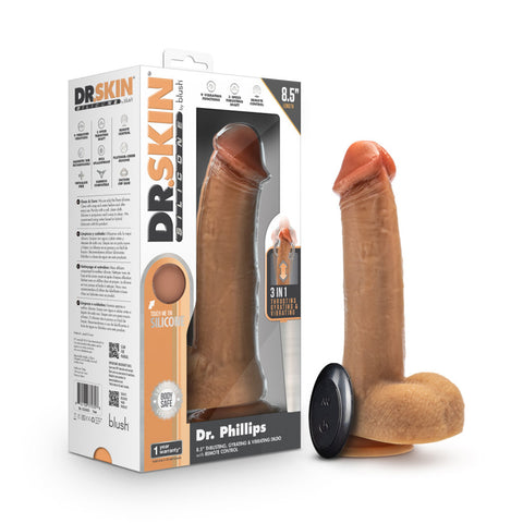 Dr. Skin Silicone Dr. Phillips 8.5&quot; Thrusting Dildo Tan