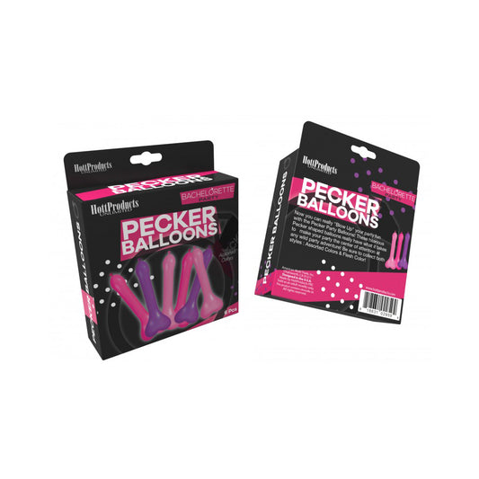 Pecker Balloons Assorted Colors 6Ct Box