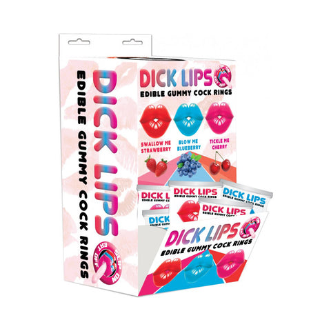 Dicklips Gummy Cock Rings Singles 3 Assorted Flavors 21 Pc Display