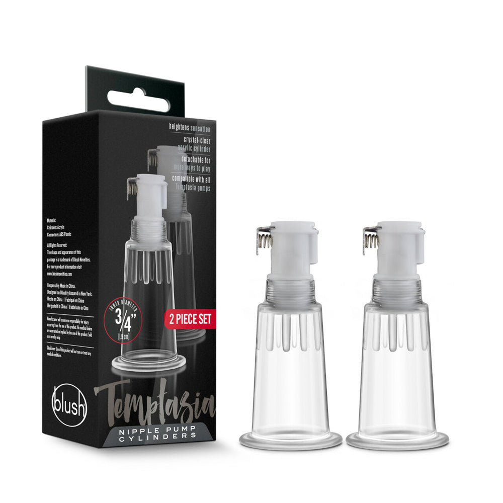 Temptasia Nipple Pumping Cylinders Set Of 2 (0.75 Inch Diameter) Clear
