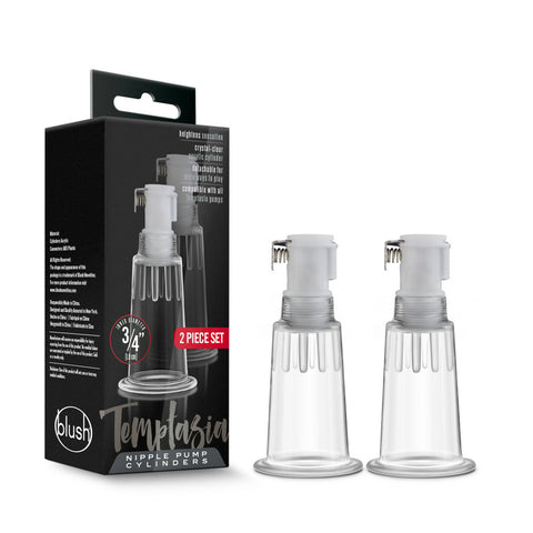 Temptasia Nipple Pumping Cylinders Set Of 2 (0.75 Inch Diameter) Clear