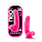 Neo Elite 7 Inch Silicone Dual Density Cock With Balls Neon Pink