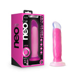 Neo Elite Glow In The Dark Marquee 8 Inch Silicone Dual Density Dildo Neon Pink