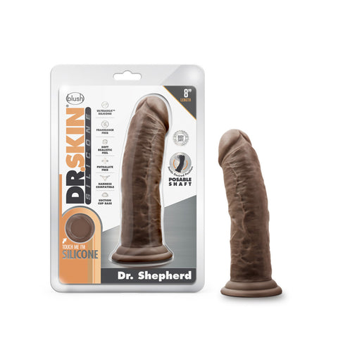 Dr. Skin Silicone Dr. Shepherd 8 Inch Dildo With Suction Cup Chocolate