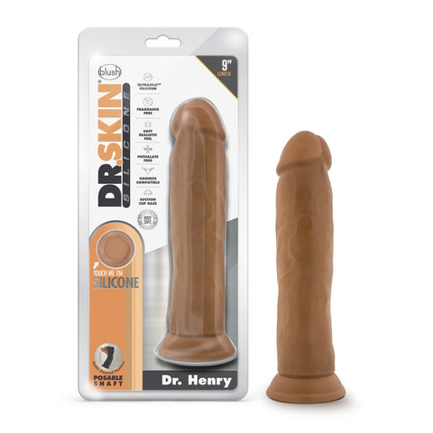 Dr. Skin Silicone Dr. Henry 9 Inch Dildo With Suction Cup Mocha