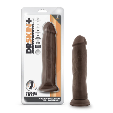 Dr. Skin Plus 9 Inch Posable Thick Dildo Chocolate