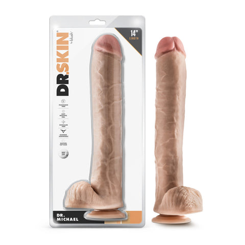 Dr. Skin Dr. Michael 14&quot; Dildo With Balls Beige