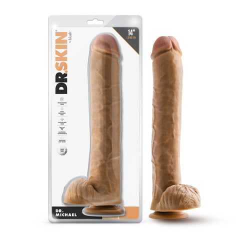 Dr. Skin Dr. Michael 14&quot; Dildo With Balls Tan