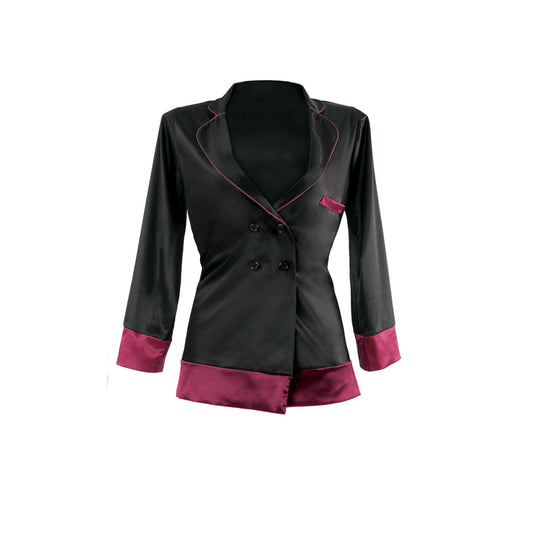 Marjorie Contrast Cuff Satin Blazer Jacket - S/M (Garment Only - No Box)