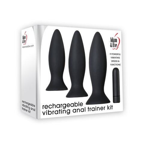 A&E Rechargeable Vibrating Anal Trainer Kit Black