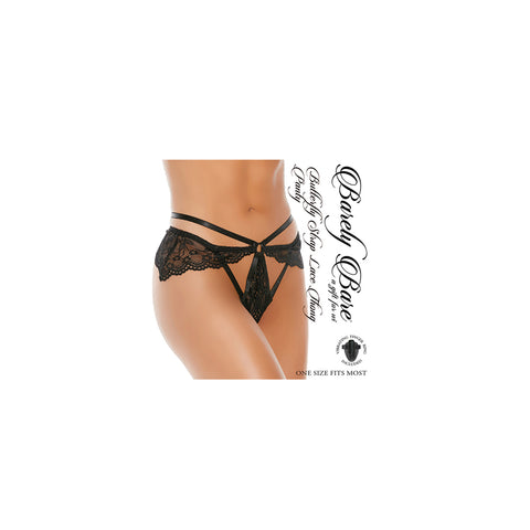 Butterfly Strap Lace Thong Panty Black