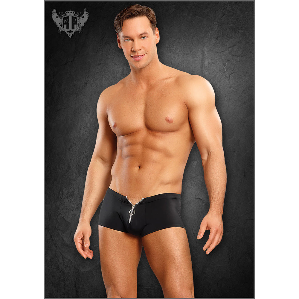 Nylon Spandex Zipper Short Black S/M