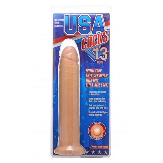 USA Cocks 13 Inch Dual Density Dildo W/O Balls