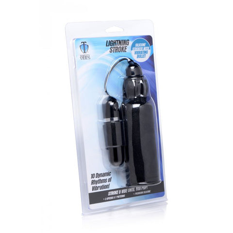 Trinity 4 Men Lightning Stroke Silicone Stroker With Vibrating Bullet