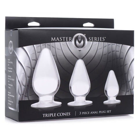 Master Series Triple Cones 3 Piece Anal Plug Set Clear