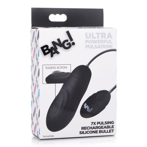 Bang! 7X Pulsing Rechargeable Silicone Bullet Black