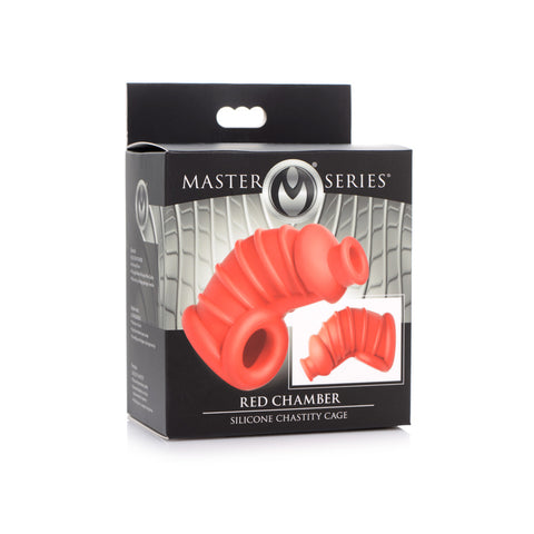 Master Series Red Chamber Silicone Chastity Cage