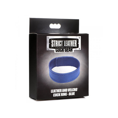 Strict Leather Cock Gear Velcro Leather Cock Ring Blue