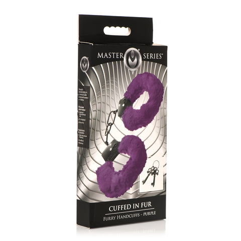 Master Series Cuffed In Fur Furry Handcuffs Purple