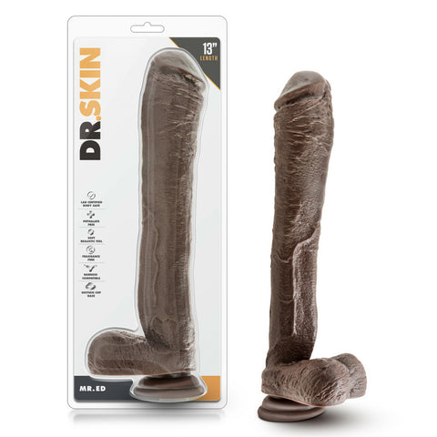 Dr. Skin Mr. Ed 13 Inch Dildo With Suction Cup Chocolate