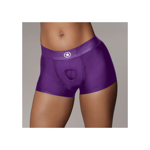 Ouch! Vibrating Strap-On Boxer Purple M/L