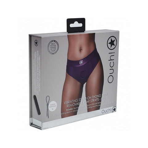 Ouch! Vibrating Strap-On Boxer Purple M/L