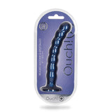 Beaded Silicone G-Spot Dildo 8 Inch Metallic Blue