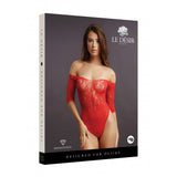 Le Desir Crotchless Rhinestone Teddy Red
