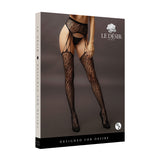 Le Desir Suspender Leopard Pantyhose Black