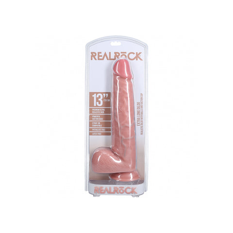 Realrock Extra Long Realistic Dildo With Balls 13 Inch Flesh