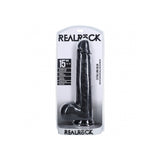 Realrock Extra Long Realistic Dildo With Balls 15 Inch Black