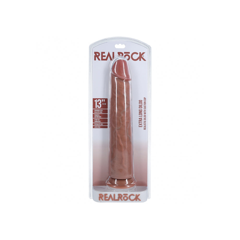 Realrock Extra Long Realistic Dildo No Balls 13 Inch Tan