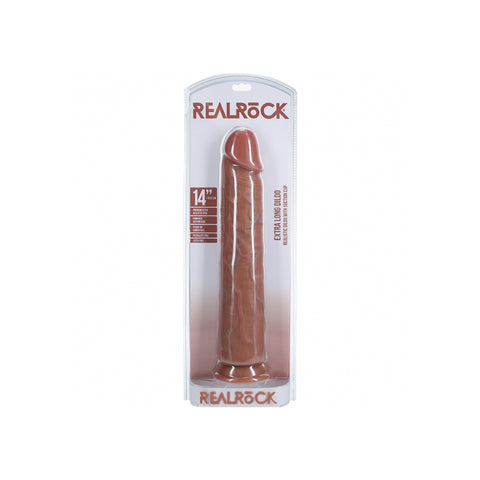 Realrock Extra Long Realistic Dildo No Balls 14 Inch Tan