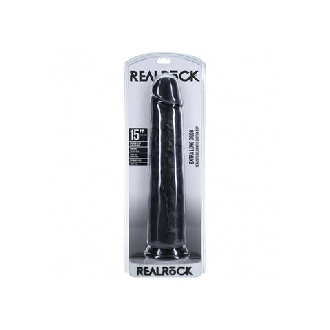 Realrock Extra Long Realistic Dildo No Balls 15 Inch Black