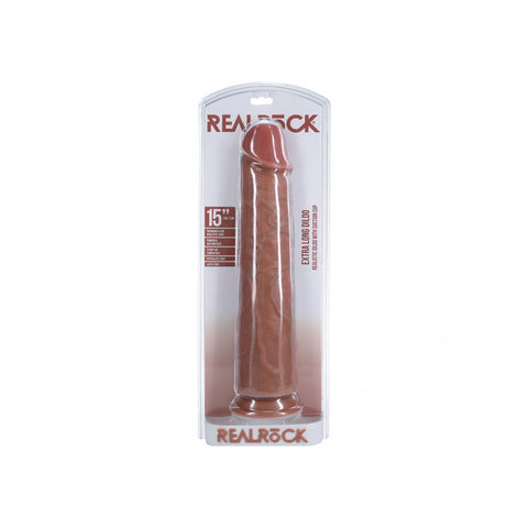 Realrock Extra Long Realistic Dildo No Balls 15 Inch Tan