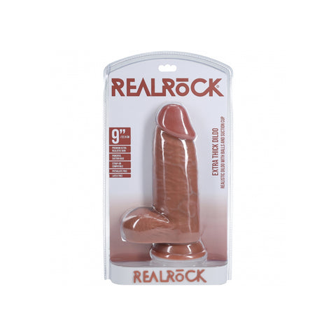 Realrock Extra Thick Realistic Dildo With Balls 9 Inch Tan