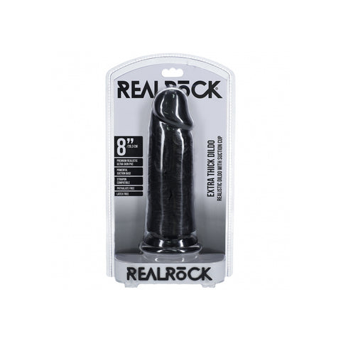 Realrock Extra Thick Realistic Dildo No Balls 8 Inch Black