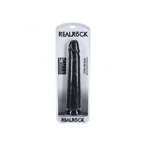 Realrock Extra Long Realistic Dildo No Balls 14 Inch Black